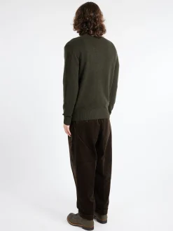 BEAMS PLUS - Elbow Patch Cardigan in Olive