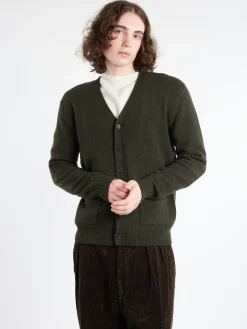 BEAMS PLUS - Elbow Patch Cardigan in Olive