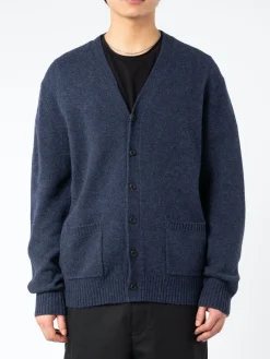 BEAMS PLUS - Elbow Patch Cardigan in Navy