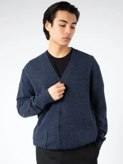 BEAMS PLUS - Elbow Patch Cardigan in Navy