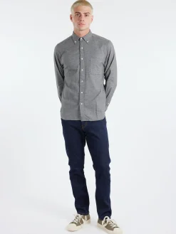 BEAMS PLUS - Flannel Solid Button Down Shirt in Grey