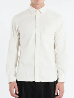 BEAMS PLUS - Flannel Solid Button Down Shirt in Off White