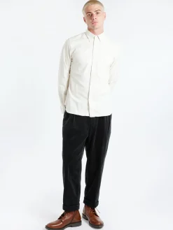 BEAMS PLUS - Flannel Solid Button Down Shirt in Off White