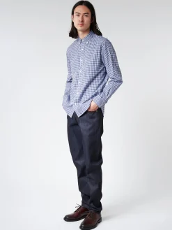 BEAMS PLUS - Gingham Check Button Down Shirt in Navy
