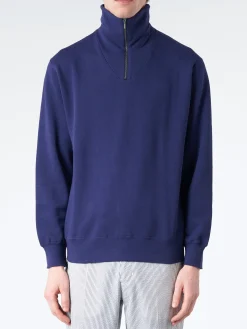 BEAMS PLUS - Half Zip Sweat in Navy