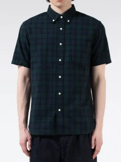BEAMS PLUS - Indigo Blackwatch Short Sleeve Button Down Shirt