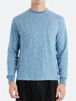 BEAMS PLUS - Indigo Slub Yarn Pocket Tee in Bleach