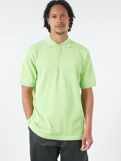 BEAMS PLUS - Knit Polo Shirt in Light Green