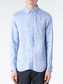 BEAMS PLUS - Linen Oxford Button Down in Blue