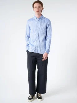 BEAMS PLUS - Linen Oxford Button Down in Blue