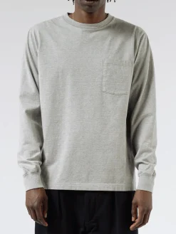 BEAMS PLUS - Long Sleeve Pocket Tee in Heather Grey