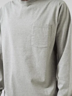 BEAMS PLUS - Long Sleeve Pocket Tee in Heather Grey