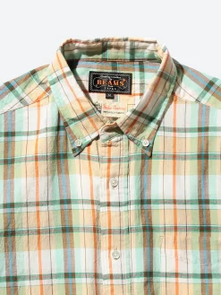 BEAMS PLUS - Madras Button Down Shirt in Mint Green