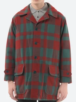BEAMS PLUS - Mechanic Melton Hunting Coat in Red and Green Check