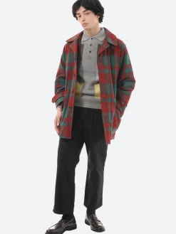 BEAMS PLUS - Mechanic Melton Hunting Coat in Red and Green Check