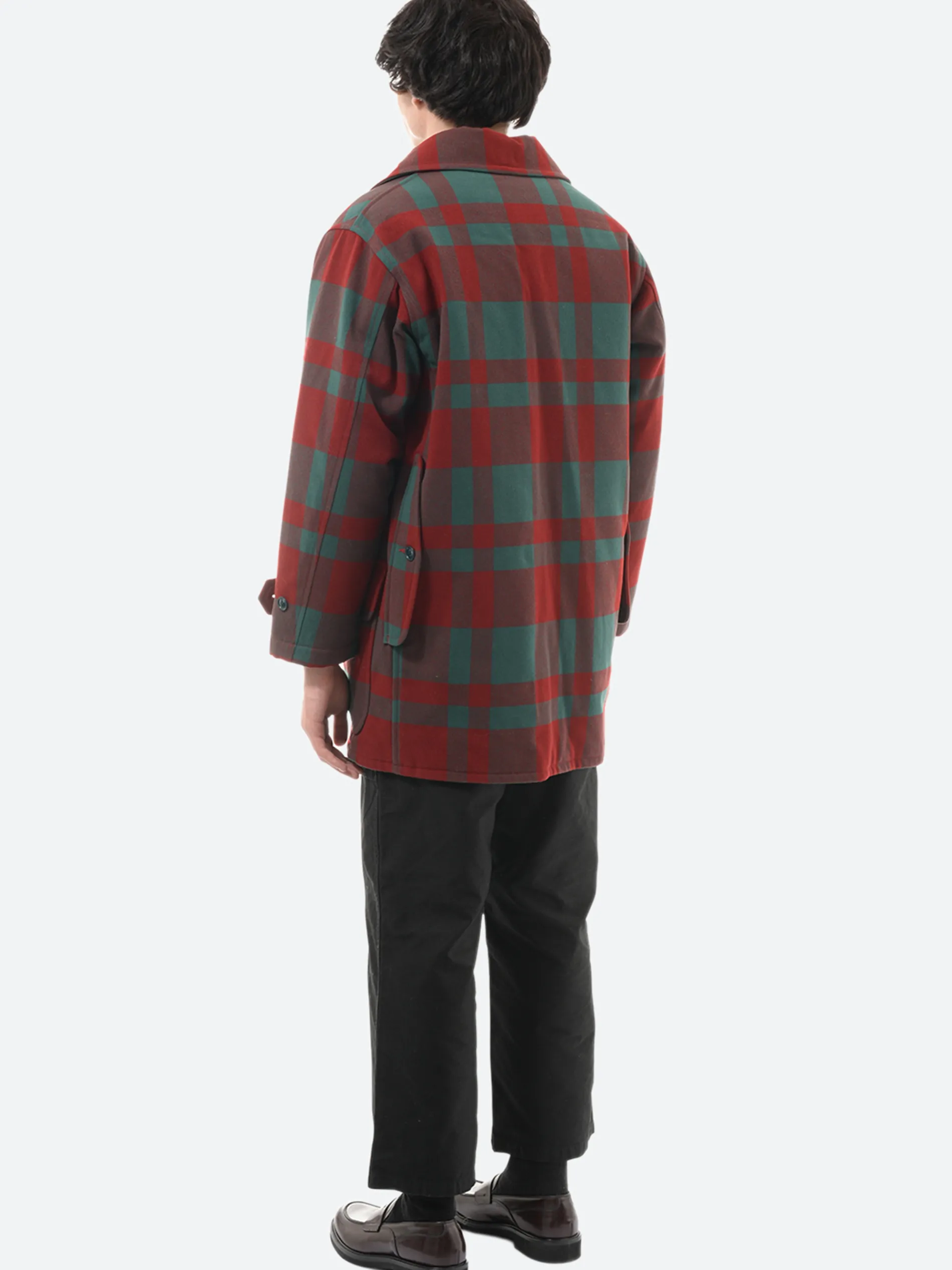 BEAMS PLUS - Mechanic Melton Hunting Coat in Red and Green Check