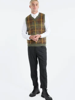 BEAMS PLUS - Mohair Check Vest in Green