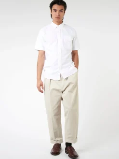 BEAMS PLUS - Oxford Short Sleeve Button-Down Shirt in White