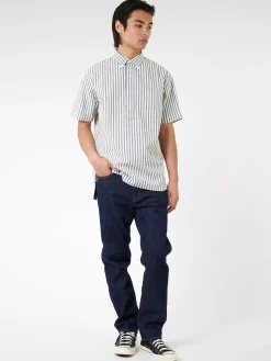 BEAMS PLUS - Seersucker Pullover Short Sleeve Button Down Shirt in Stripe