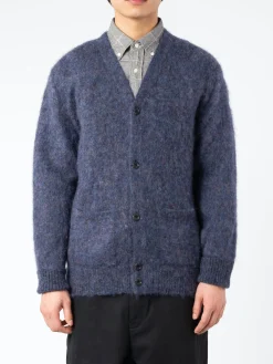 BEAMS PLUS - Stretch Mohair Cardigan in Navy