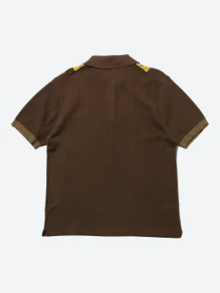 BEAMS PLUS - Stripe Argyle Knit Polo in Brown