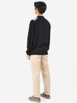 BEAMS PLUS - Stripe Knit Polo in Black