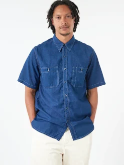 BEAMS PLUS - WORK Short Sleeve Shirt in Indigo