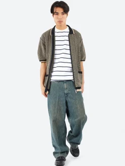 BEAMS PLUS - Zip Knit Polo in Black