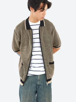 BEAMS PLUS - Zip Knit Polo in Black