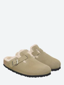 Birkenstock - Boston Shearling (Narrow) in Taupe Suede