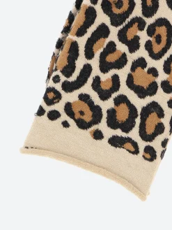Bleuforêt - Fine Wool Leopard Print Socks in Parchment