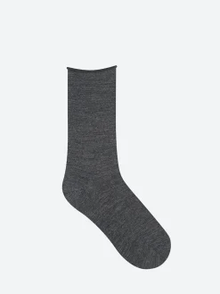 Bleuforêt - Roll Top Wool Sock in Anthracite