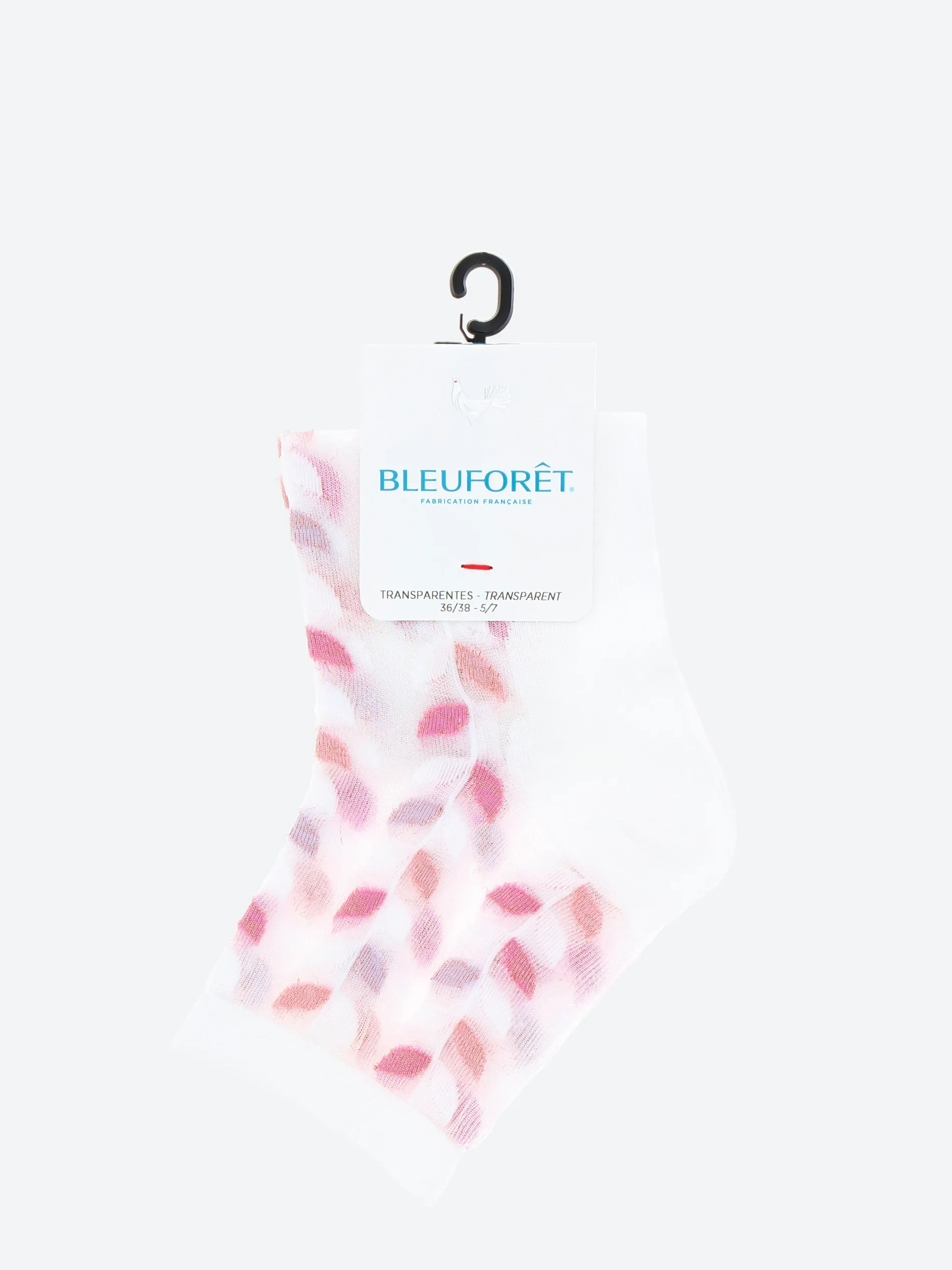 Bleuforêt - Short Sheer Leaf Socks in White and Pink
