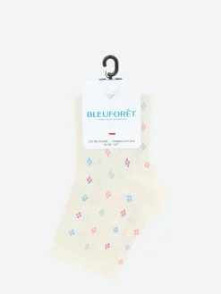 Bleuforêt - Short Small Diamond Openwork Socks in Off White