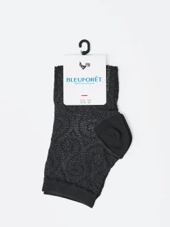 Bleuforêt - Silk Lace Trainer Socks in Black