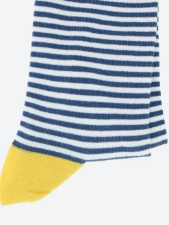 Bleuforêt - Striped Cotton Socks in Jean and Yellow