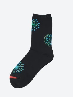 Blue Blue Japan - Hanabi Firework Glitter Sock in Black