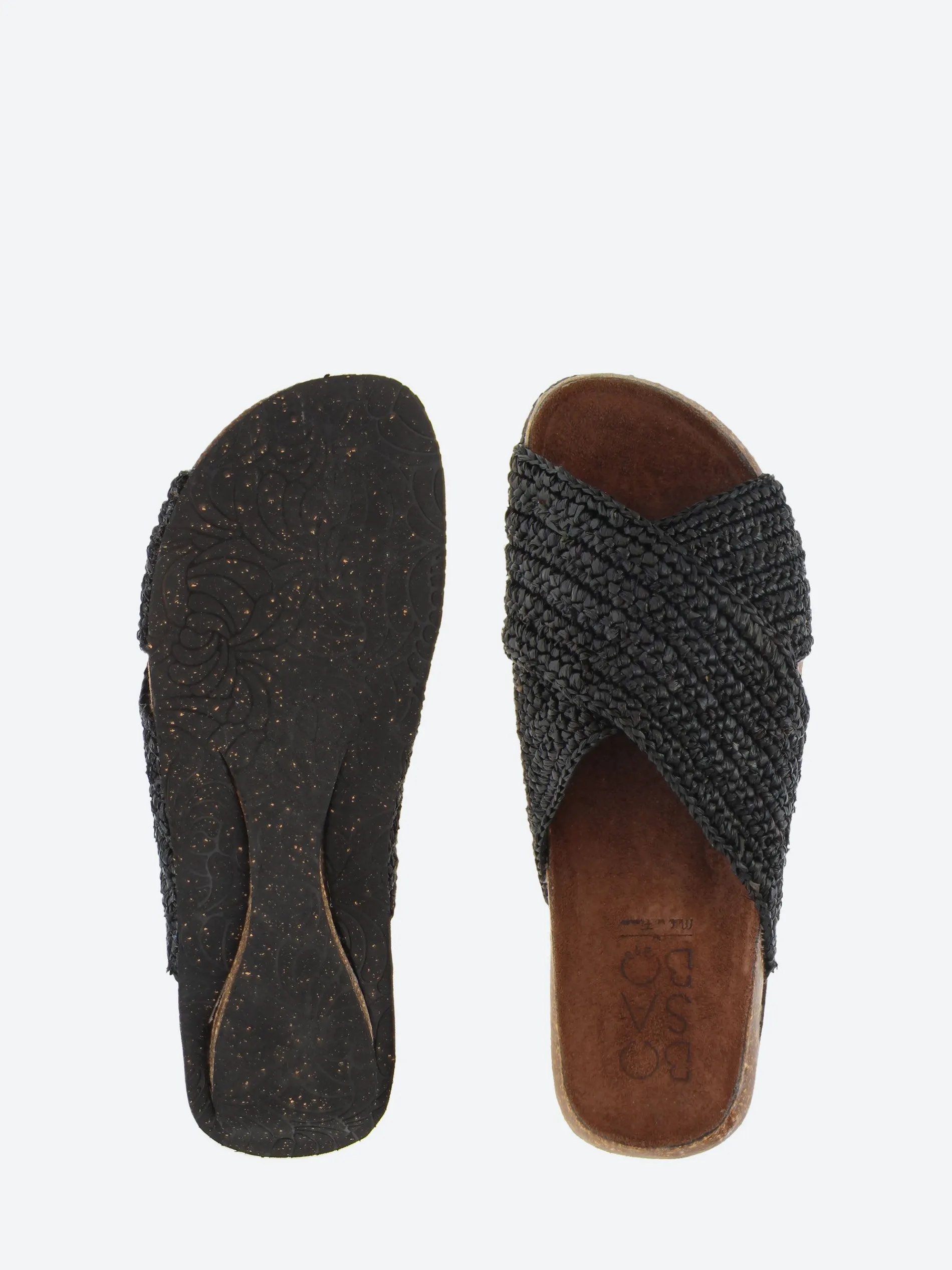 Bosabo - 442 Mules in Noir Raphia