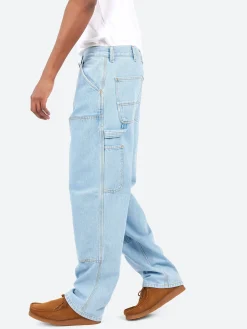 Carhartt WIP - Double Knee Pant in Blue Heavy Stone Bleach