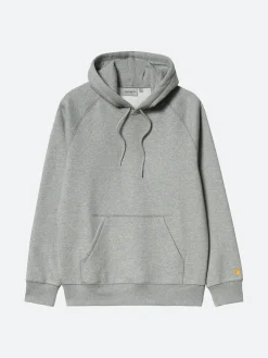 Carhartt WIP - Hooded Chase Sweatshirt in Grey Heather/Gold