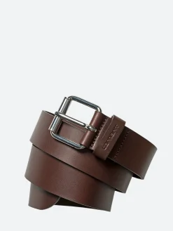 Carhartt WIP - Script Belt Cow Leather in Dark Brown/Silver
