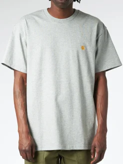 Carhartt WIP - S/S Chase T-Shirt in Grey Heather/Gold