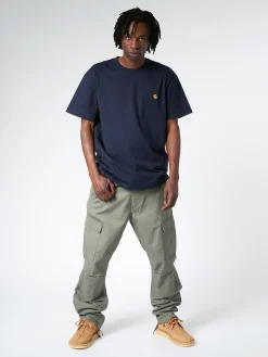 Carhartt WIP - S/S Chase T-Shirt in Dark Navy/Gold