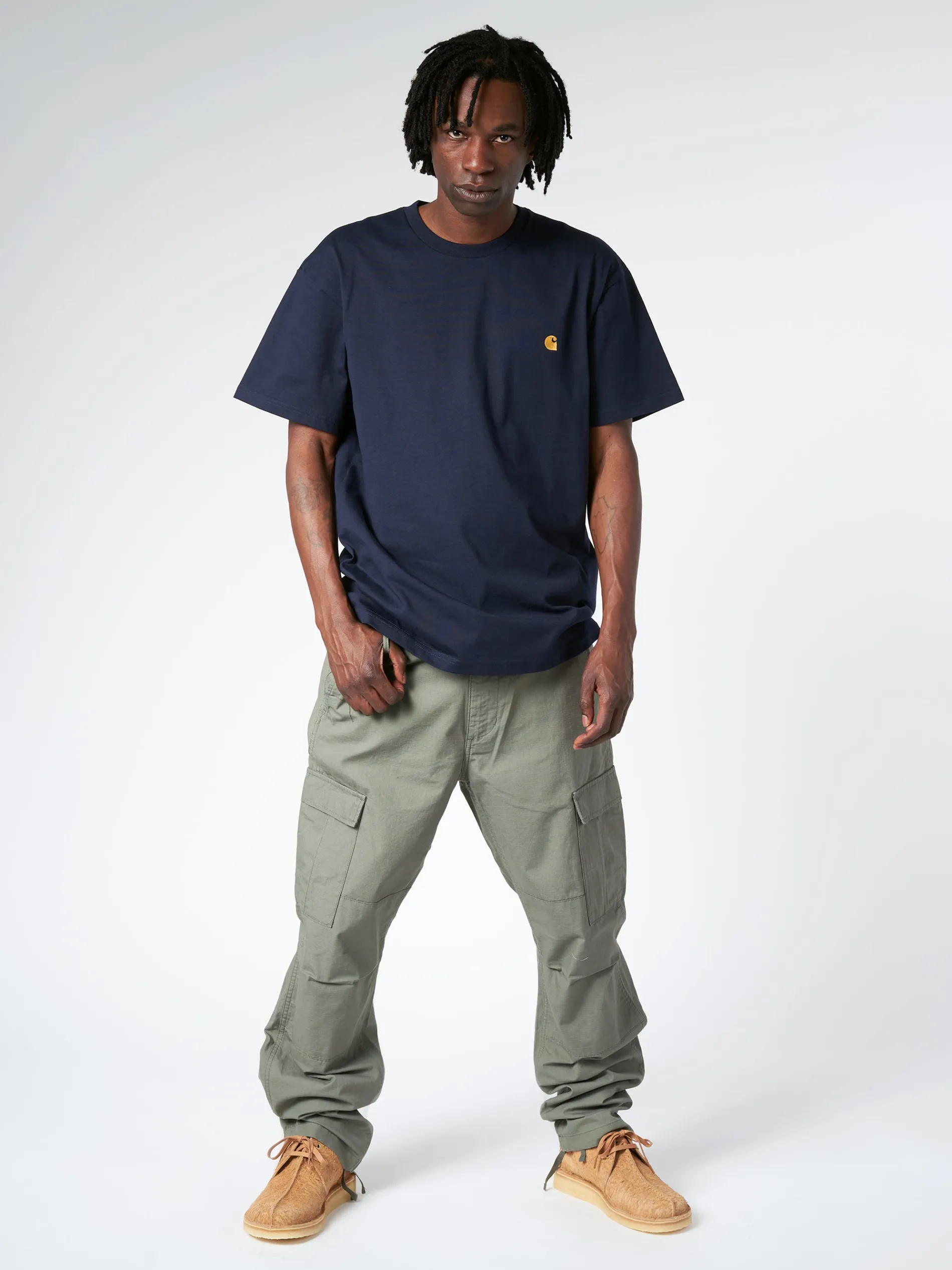 Carhartt WIP - S/S Chase T-Shirt in Dark Navy/Gold