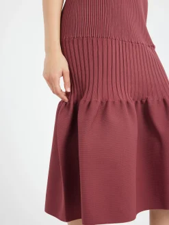 CFCL - Fluted Mermaid Skirt in Blush Red