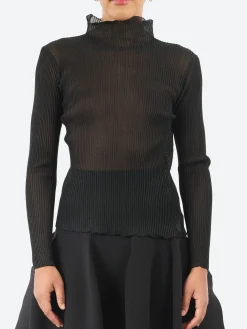 CFCL - Hypha Lucent Glitter Long Sleeve Top in Black