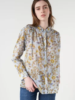 Chloé Stora - Alger Shirt in Bleu Fleurs (Blue Floral)