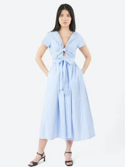 collection PRIVÉE? - RY3711 Wrap Dress in White and Light Blue