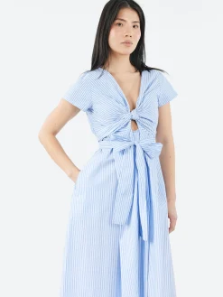 collection PRIVÉE? - RY3711 Wrap Dress in White and Light Blue