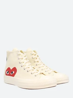 Comme des Garçons PLAY - Red Heart Chuck 70 High Top in White